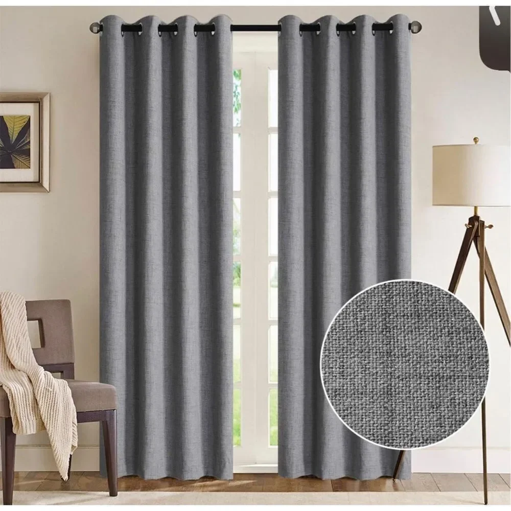 NEW Curtains Linen Look Blackout Grommet W100 x L84